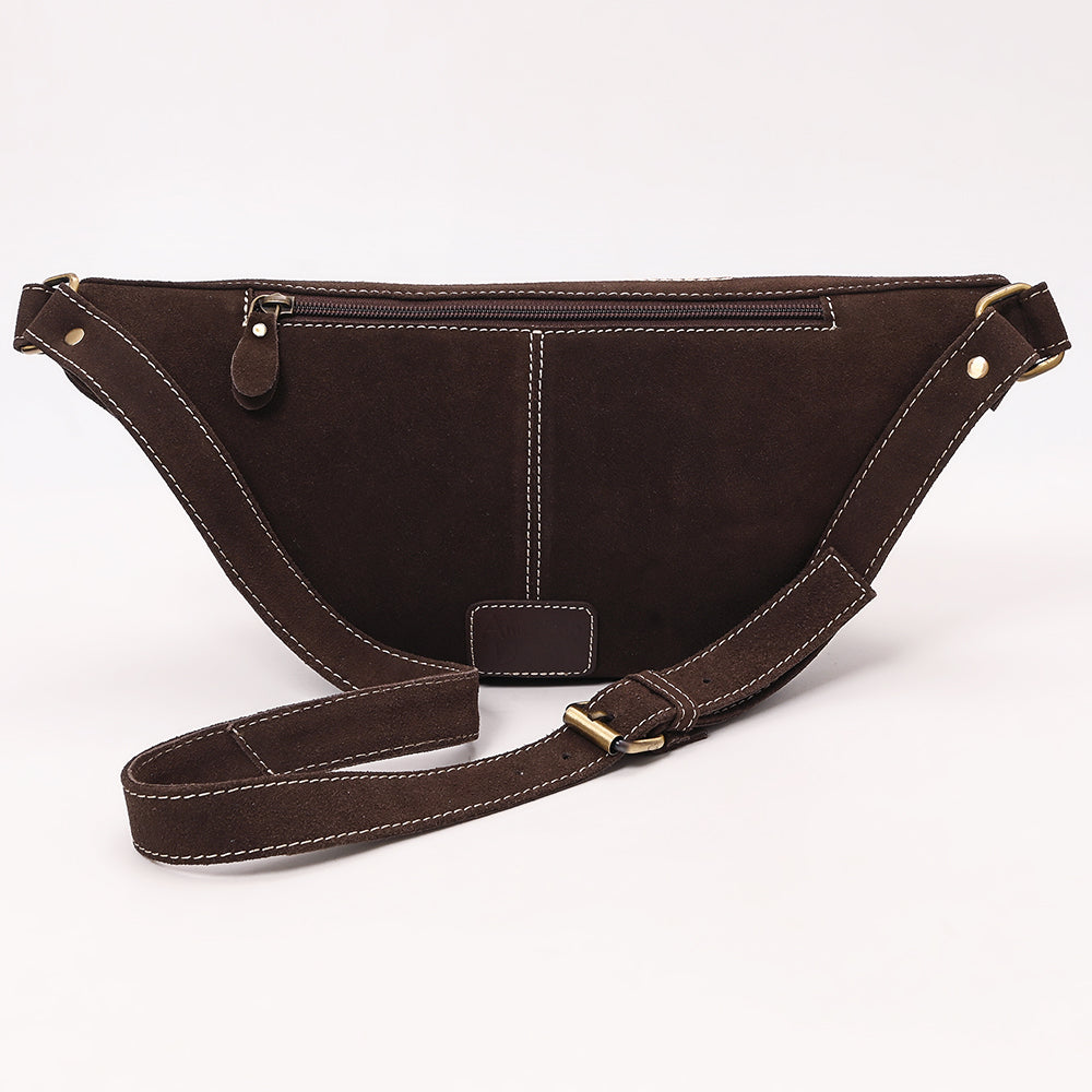 ADBGA668 Western Suede Belt Bag with Rope Embroidery-Rodeo Waist Pack