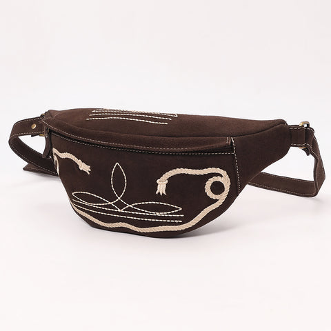 American Darling Genuine Leather Fanny Pack with Boot Stitch Embroidery