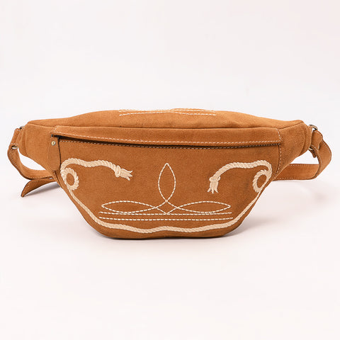 American Darling Genuine Leather Fanny Pack with Boot Stitch Embroidery