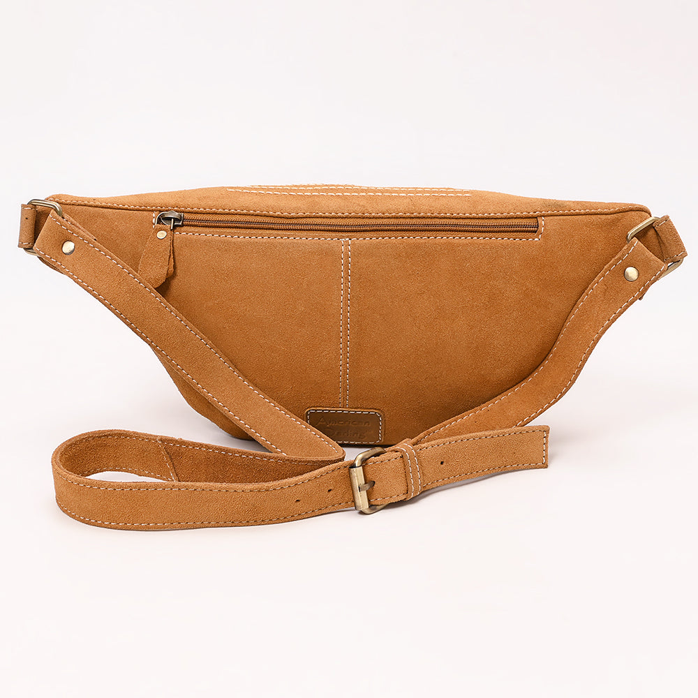 ADBGA668 Western Suede Belt Bag with Rope Embroidery-Rodeo Waist Pack