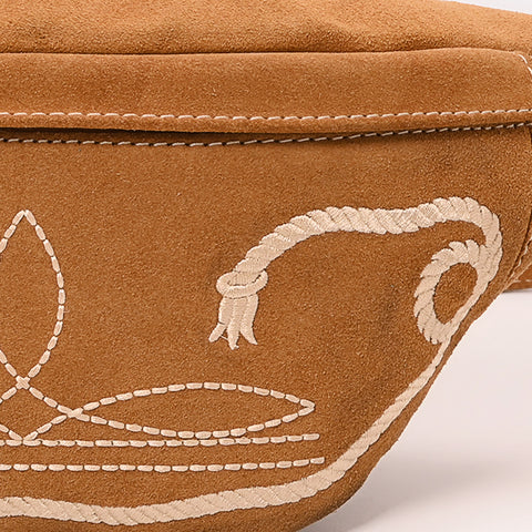 American Darling Genuine Leather Fanny Pack with Boot Stitch Embroidery