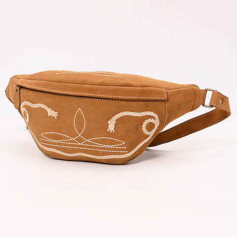 American Darling Genuine Leather Fanny Pack with Boot Stitch Embroidery