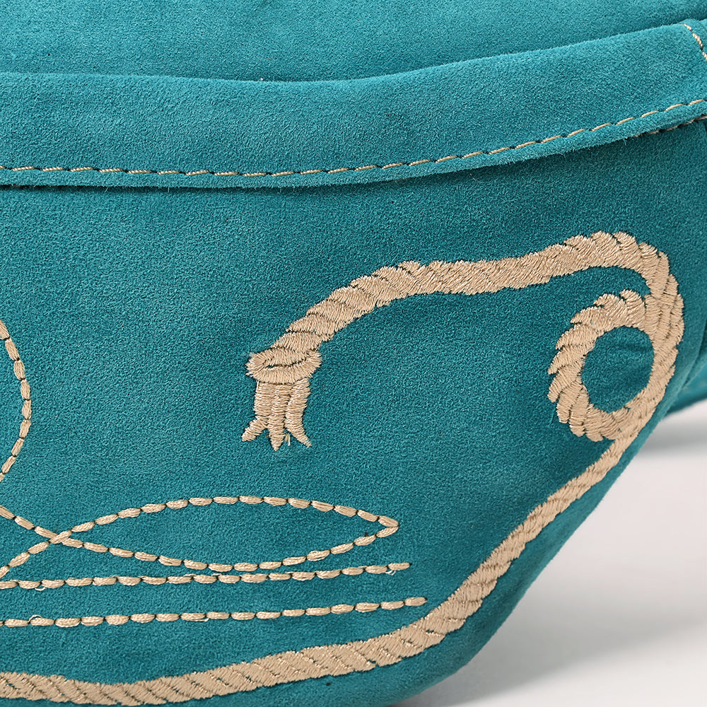 ADBGA668 Western Genuine suede Belt Bag with Rope Embroidery-Rodeo Waist Pack