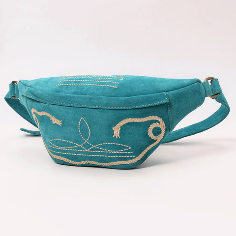 American Darling Genuine Leather Fanny Pack with Boot Stitch Embroidery