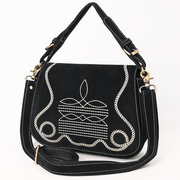 ADBGA670 Suede Western Shoulder Bag with Rope Embroidery-Convertible Crossbody Purse