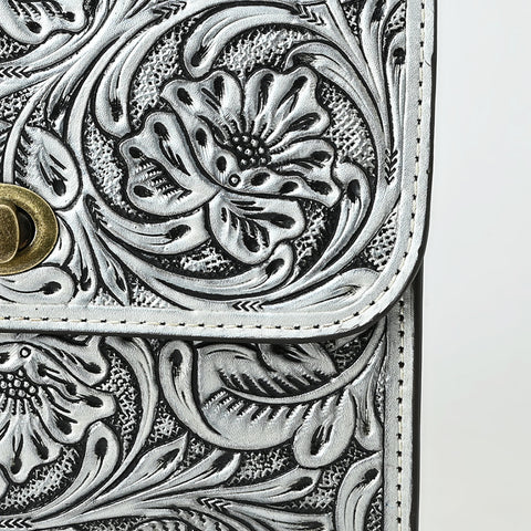 American Darling Hand-Tooled Leather Small Cross Body Bag with Floral Carving & Western Detailing