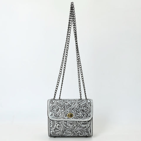 American Darling Hand-Tooled Leather Small Cross Body Bag with Floral Carving & Western Detailing