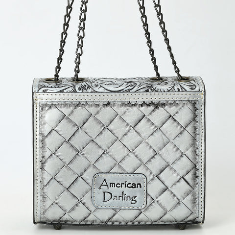 American Darling Hand-Tooled Leather Small Cross Body Bag with Floral Carving & Western Detailing