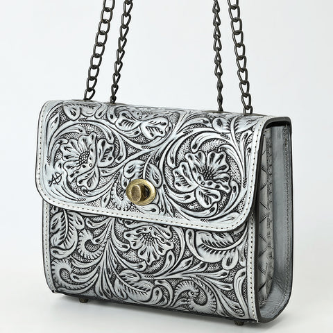 American Darling Hand-Tooled Leather Small Cross Body Bag with Floral Carving & Western Detailing