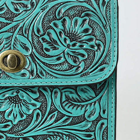 American Darling Hand-Tooled Leather Small Cross Body Bag with Floral Carving & Western Detailing