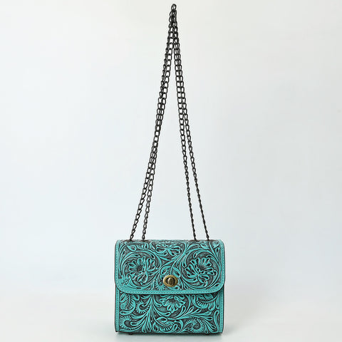 American Darling Hand-Tooled Leather Small Cross Body Bag with Floral Carving & Western Detailing
