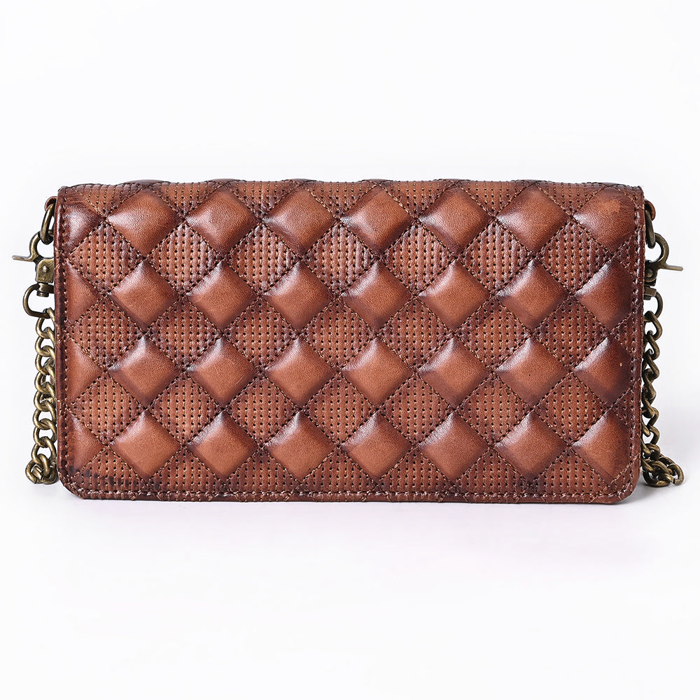 ADBGM519 Quilted Genuine Leather Chain Bag - Western Organiser Clutch with Antique Finish