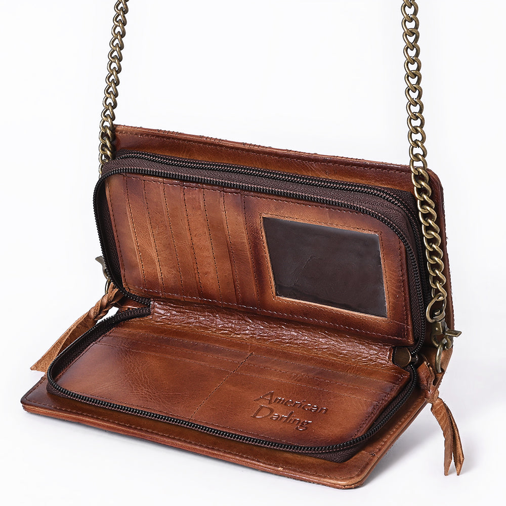 ADBGM519 Quilted Genuine Leather Chain Bag - Western Organiser Clutch with Antique Finish