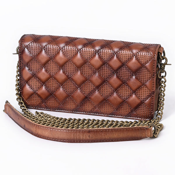 ADBGM519 Quilted Genuine Leather Chain Bag - Western Organiser Clutch with Antique Finish