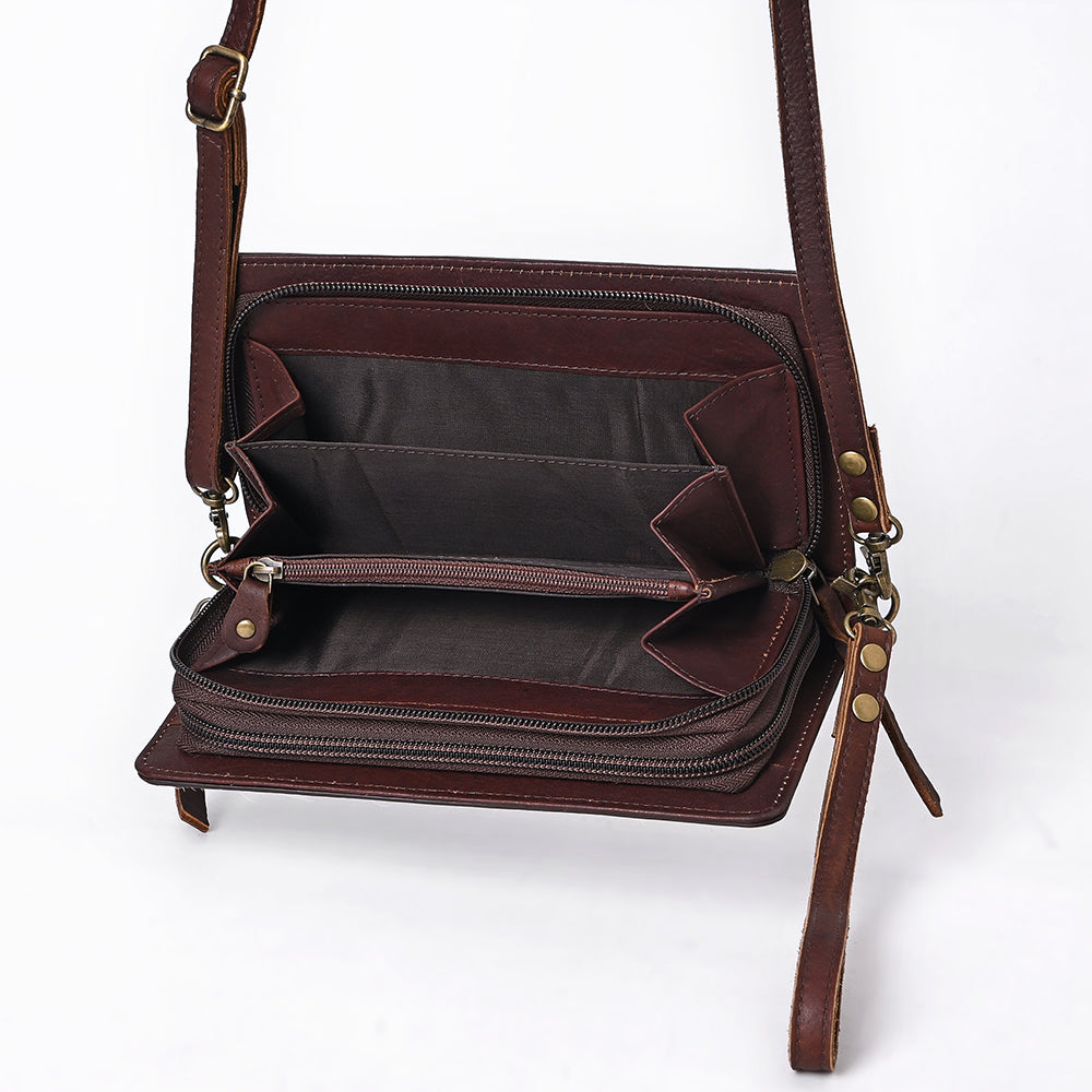 ADBGM169 Hair-On Leather Western Crossbody Purse with Western Scene