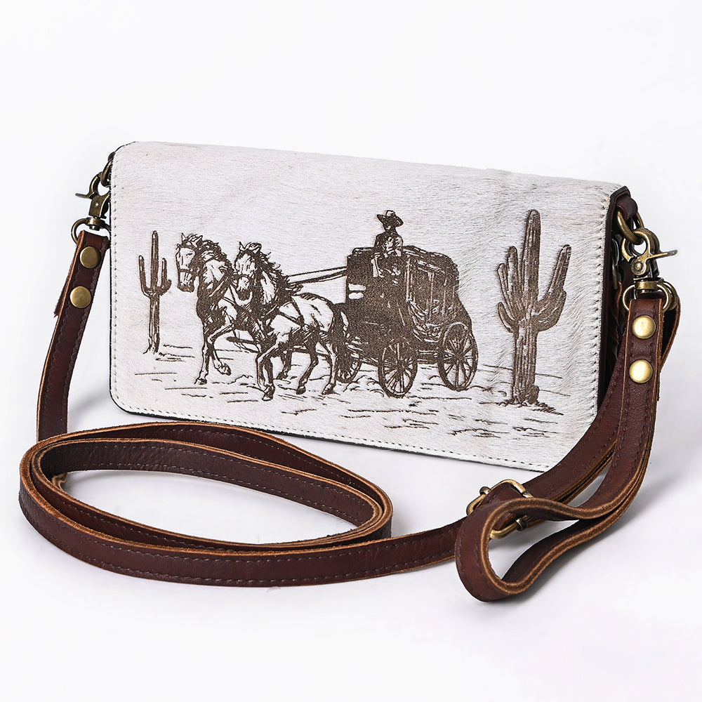 ADBGM169 Hair-On Leather Western Crossbody Purse with Western Scene