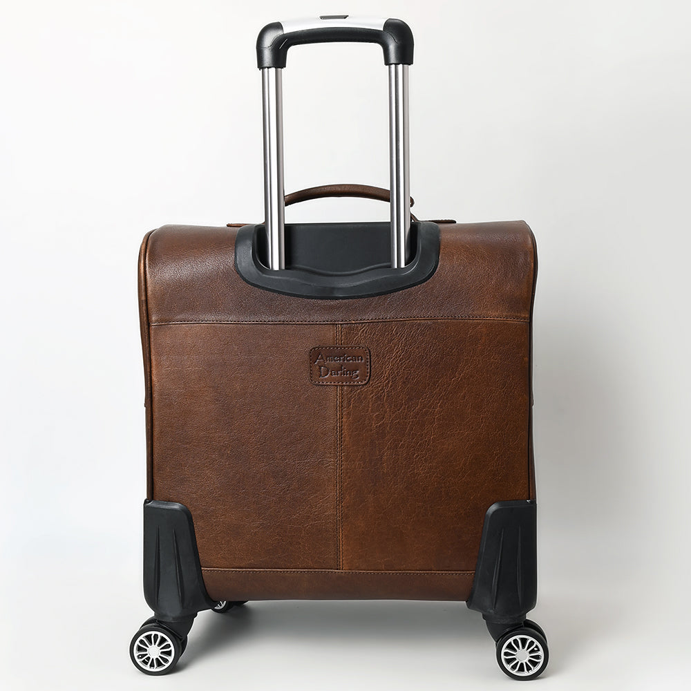 ADBG1569 Turquoise Croc & Tooled Leather Rolling Luggage - Western Carry-On Suitcase