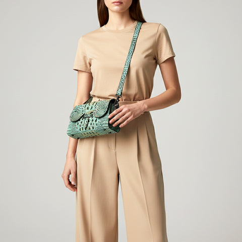 American Darling Crocodile Embossed Leather Cross Body Bag with Western Detailing & Premium Craft