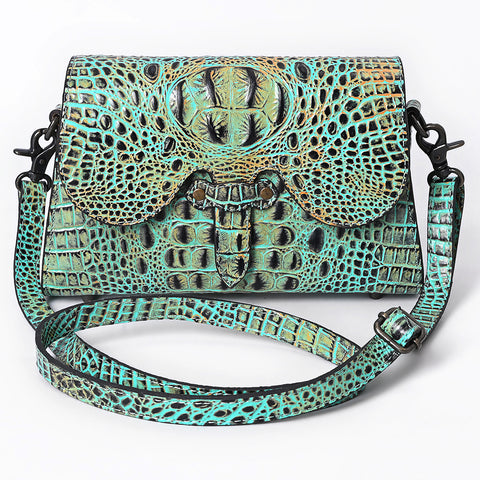 American Darling Crocodile Embossed Leather Cross Body Bag with Western Detailing & Premium Craft