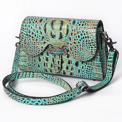 American Darling Crocodile Embossed Leather Cross Body Bag with Western Detailing & Premium Craft