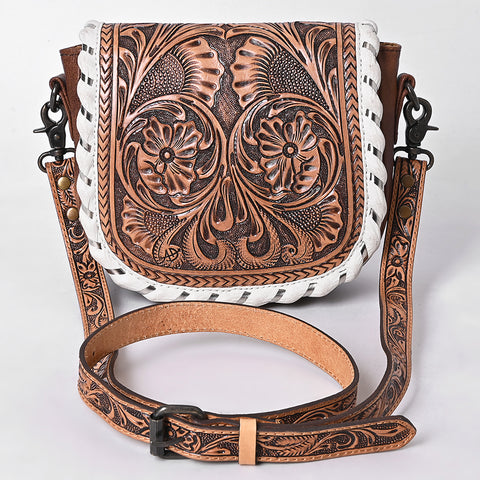 American Darling Hand Tooled Leather Cross Body Bag with Western Carving and Adjustable Strap