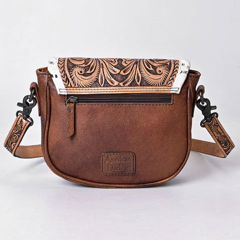 American Darling Hand Tooled Leather Cross Body Bag with Western Carving and Adjustable Strap