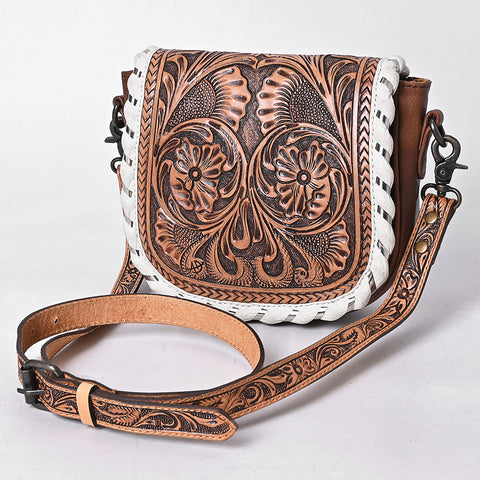 American Darling Hand Tooled Leather Cross Body Bag with Western Carving and Adjustable Strap