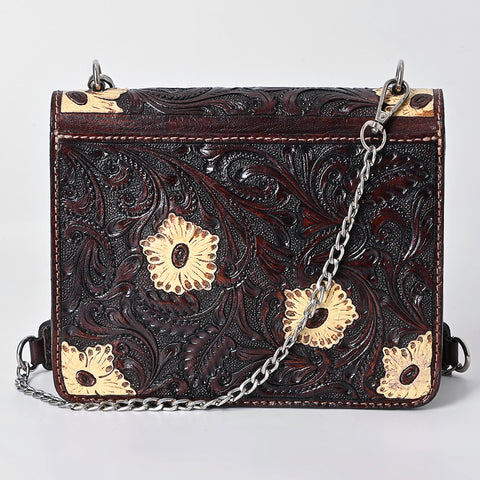 American Darling Hand Tooled Floral Carved Genuine Leather Messenger Bag