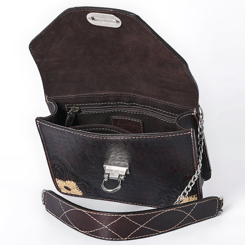American Darling Hand Tooled Floral Carved Genuine Leather Messenger Bag