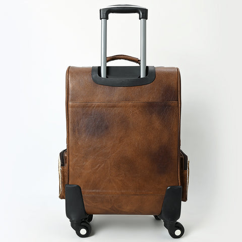 American Darling Western Leather Travel Case with Hair-On Cowhide and Hand-Tooled Detailing