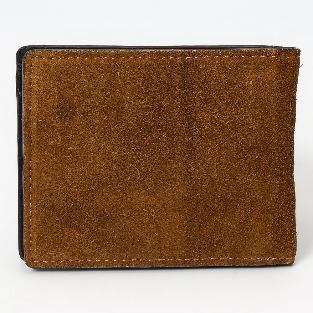ADBGM529 Genuine suede Western Bifold Wallet - Embroidered Leather Mens Cowboy Wallet