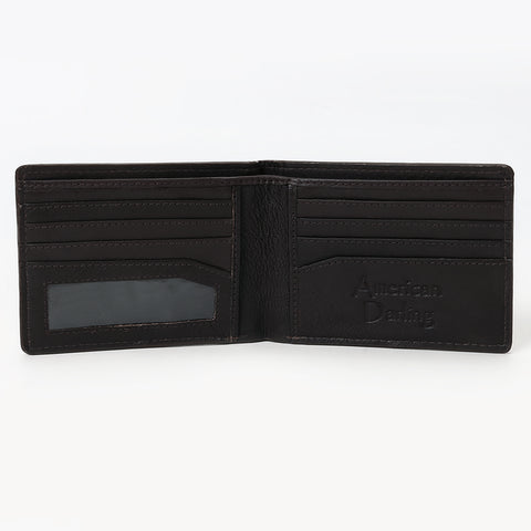 ADBGM529 Genuine suede Western Bifold Wallet - Embroidered Leather Mens Cowboy Wallet