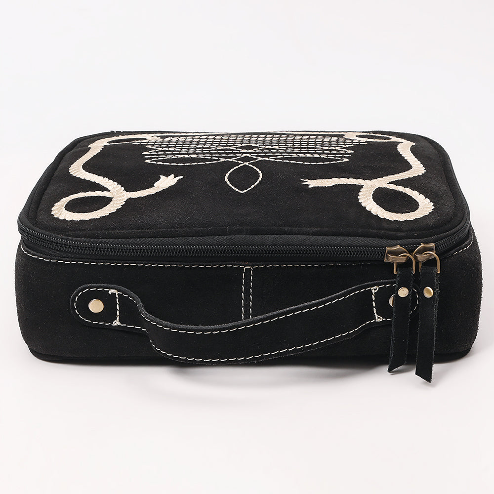 ADBGA681 Genuine suede Jewelry Case with Western Rope Embroidery