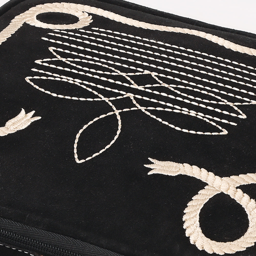 ADBGA681 Genuine suede Jewelry Case with Western Rope Embroidery