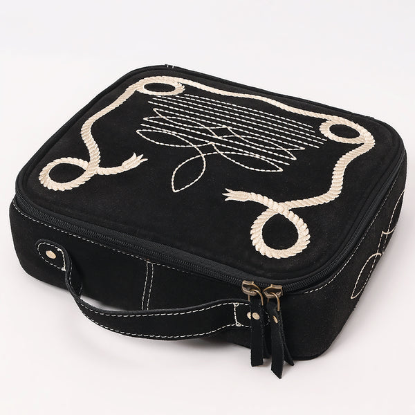ADBGA681 Suede Jewelry Case with Western Rope Embroidery