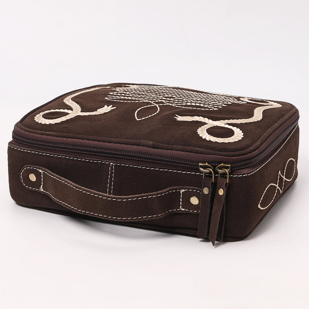 ADBGA681 Genuine suede Jewelry Case with Western Rope Embroidery