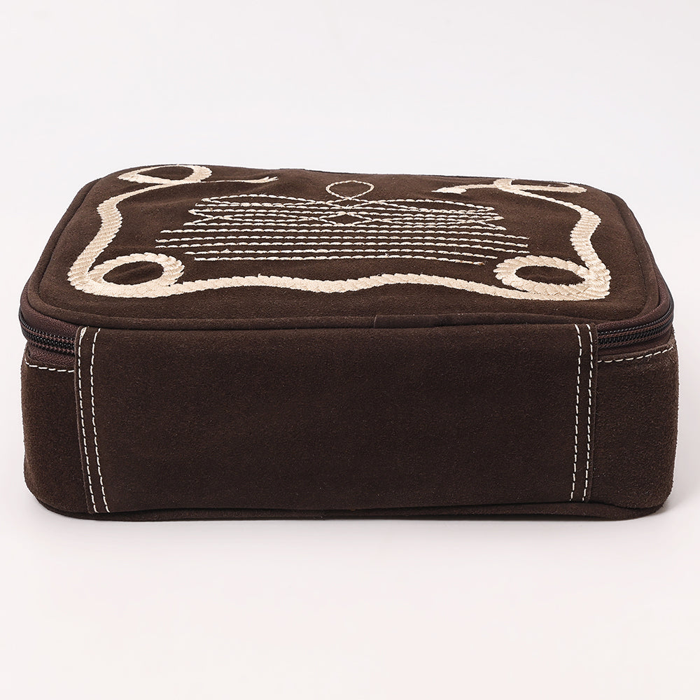 ADBGA681 Genuine suede Jewelry Case with Western Rope Embroidery