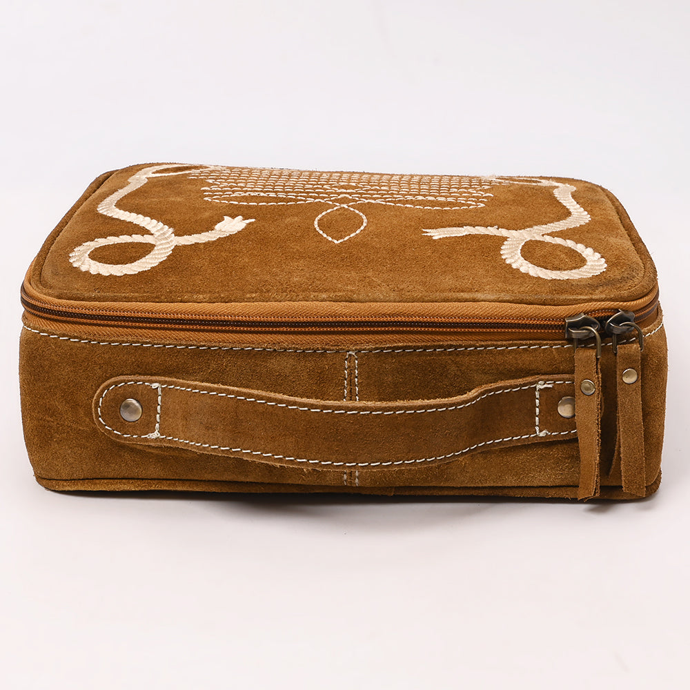 ADBGA681 Genuine suede Jewelry Case with Western Rope Embroidery