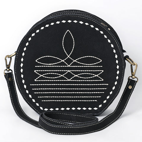 American Darling Boot Stitched Genuine Suede Western Leather Canteen Bag