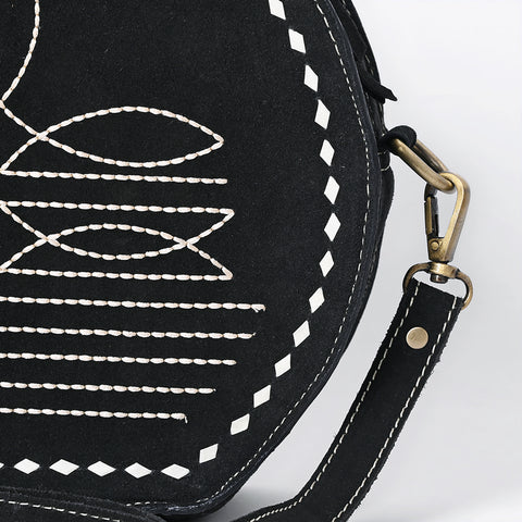 American Darling Boot Stitched Genuine Suede Western Leather Canteen Bag