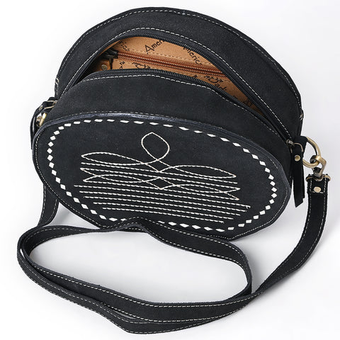 American Darling Boot Stitched Genuine Suede Western Leather Canteen Bag