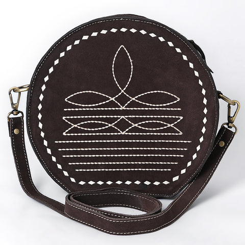 American Darling Boot Stitched Genuine Suede Western Leather Canteen Bag