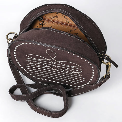 American Darling Boot Stitched Genuine Suede Western Leather Canteen Bag