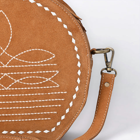 American Darling Boot Stitched Genuine Suede Western Leather Canteen Bag