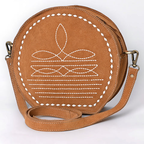 American Darling Boot Stitched Genuine Suede Western Leather Canteen Bag