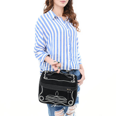 American Darling Boot Stitched Genuine Suede Leather Jewelry Case