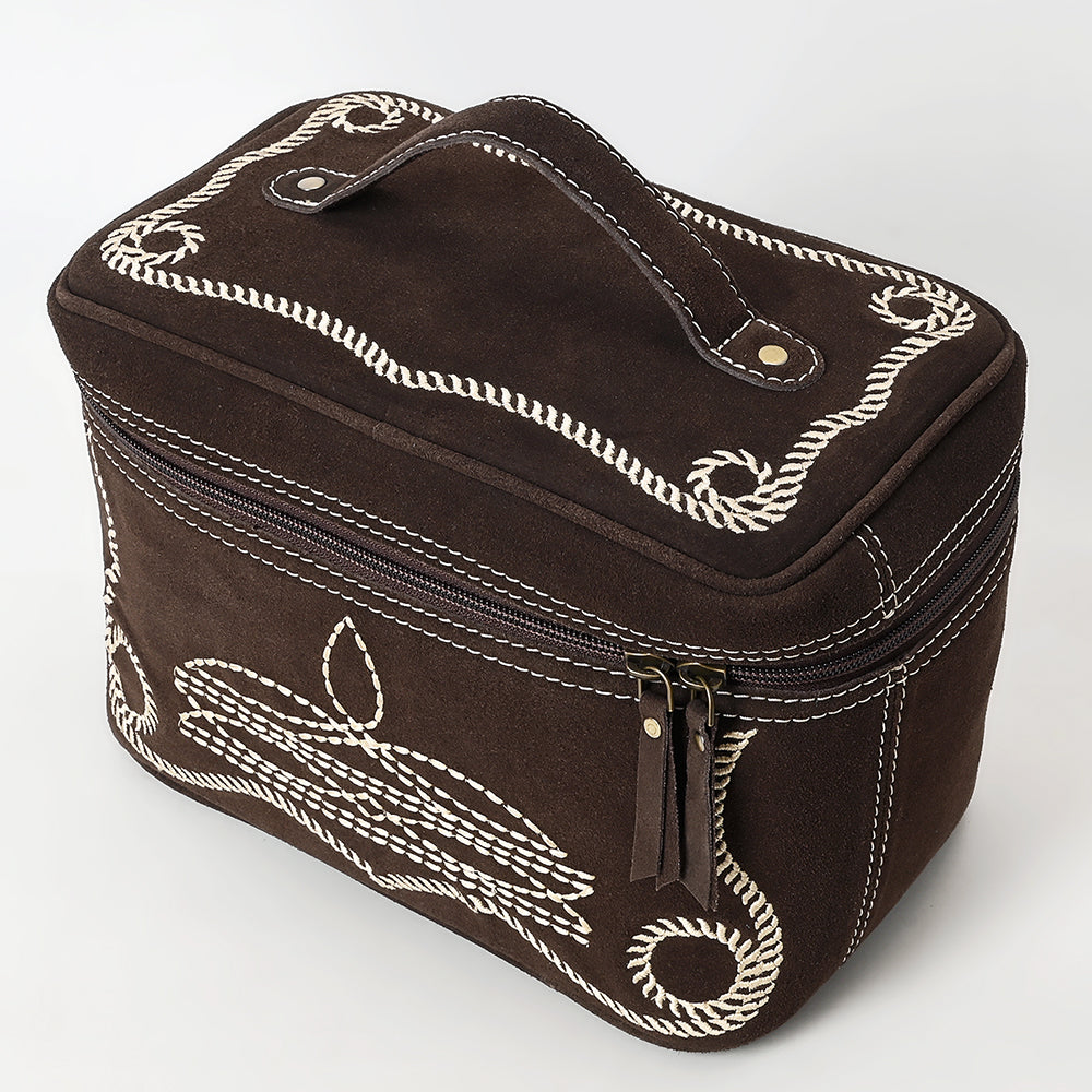 ADBGA683 Western Embroidered Vanity Jewelry Case with Handle & Zipper