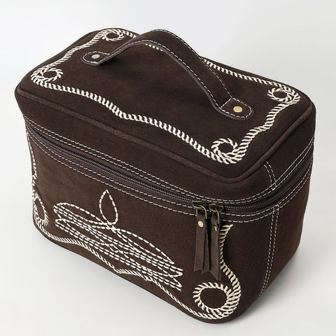 American Darling Boot Stitched Genuine Suede Leather Jewelry Case