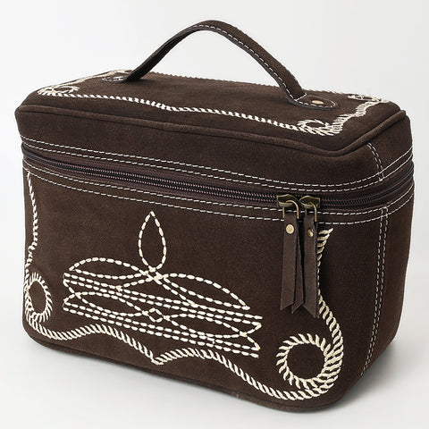 American Darling Boot Stitched Genuine Suede Leather Jewelry Case
