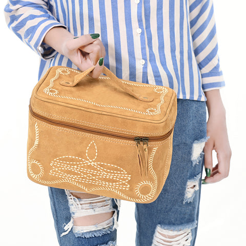 American Darling Boot Stitched Genuine Suede Leather Jewelry Case